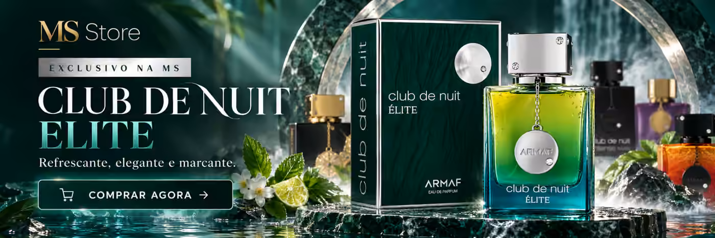 Campanha MS Store com frasco e embalagem de Club de Nuit Élite